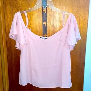 Pale pink off the shoulder shirt